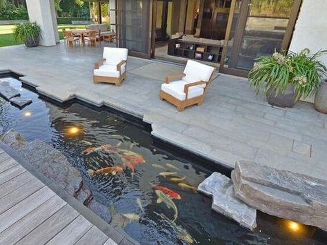 Pond within your decking [simple decoration ideas,  interior design, home design, decoration, decorations, decor home, simple home decoration ideas,home] Ideas De Piscina, Koi Pond Design, Small Aquarium, Fish Pond Gardens, Kolam Koi, Taman Air, Aquarium Ideas, Pond Water Features, Pond Landscaping