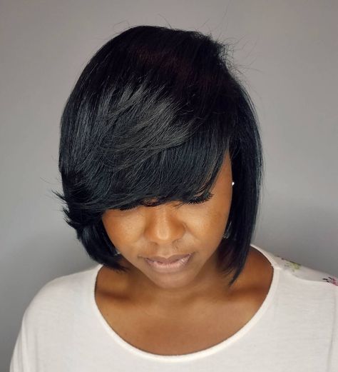 50 Best Bob Hairstyles for Black Women to Try in 2019 - Hair Adviser Bob Hairstyles For Black Women, Bobbed Hairstyles With Fringe, Bob Weave, Black Bob Hairstyles, Trendy Bob Hairstyles, Hair Adviser, Bob Hairstyles For Thick, Black Bob, Long Face Hairstyles