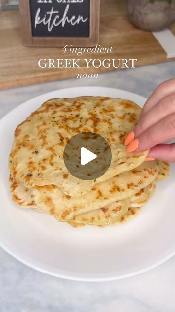 Healthy Eating | Real Food Recipes on Instagram: "4 Ingredient Greek Yogurt Naan Bread 🫓   Follow 👉🏽 @realfoodish for more tasty, healthy, whole food recipes!  🎥 by: @cookingkatielady  🌟 This healthy Greek yogurt naan bread recipe is the perfect companion to your favorite dishes!  These are so ridiculously easy to make you guys and way cleaner than store bought!! No preservatives, inflammatory oils, and other crazy ingredients ❤️   Plus they taste WAYYYYY better and naturally have 6g protein each 😜  👩🏻‍🍳INGREDIENTS: 1 3/4 cups organic unbleached all-purpose flour (use gluten free if needed) 3/4 + 1/8 cup organic plain, nonfat Greek yogurt 2 tsp baking powder 3/4 tsp salt  👩🏻‍🍳INSTRUCTIONS: For the full recipe visit @cookingkatielady  Macros Per Naan (8): 110 cals, 0g fat, 21g c Yogurt Naan Bread Recipe, Greek Yogurt Naan, Yogurt Naan, Inflammatory Oils, Healthy Whole Food Recipes, Naan Bread Recipe, Recipes With Naan Bread, Healthy Greek Yogurt, Nonfat Greek Yogurt