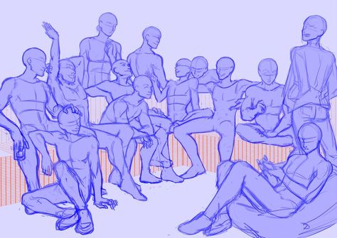 Friend Group Drawing 10 People, Multiple Person Reference, Sketch Group Of People, Group Photo Pose Reference, 17 People Drawing Base, 8 Person Poses Drawing, Base Art Pose Reference Group, Group Art Template, Squad Reference Poses 4 People