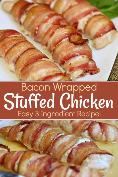 This easy 3 ingredient Bacon Wrapped Stuffed Chicken is full of flavoured cream cheese and wrapped in bacon love - which is crisp bacon. #baconwrapped #stuffedchicken #easyrecipe Chicken Desserts, Flavoured Cream Cheese, Bacon Wallpaper, Bacon Illustration, Chicken Wrapped In Bacon, Stuffed Chicken Recipes, Bacon Wrapped Stuffed Chicken, Bacon Wrapped Chicken Breast, Chilli Chicken Recipe