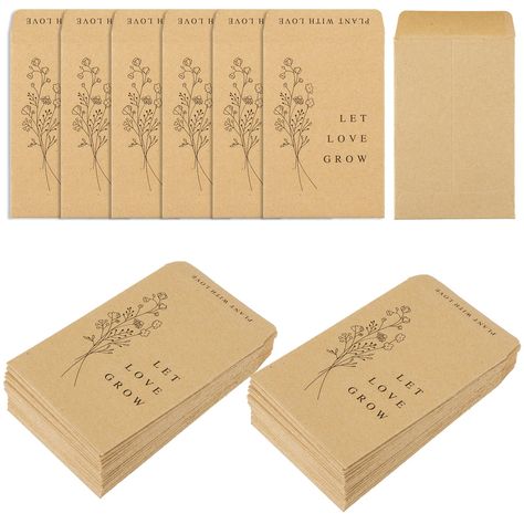 PRICES MAY VARY. What You Will Get - 200 pack wedding favor seed packets are included in the package, sufficient to meet your needs for storage and party favors. Self-Adhesive - The sealing part of the seed packets will become sticky when get wet, no glue or stickers needed, which are very easy to use. Durable Material & Size - Made of good quality Kraft paper, with clear flower printings, and the words of Let Love Grow, non-fading and can be kept for a long time. Each seed packet is 9 x 6cm/3.5 Seeds Storage, Wedding Seed Packet Favors, Flower Seed Gifts, Wet Wedding, Seed Packets Favors, Anniversary Party Favors, Seed Storage, Let Love Grow, Seed Wedding Favors