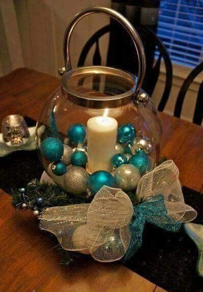 100+ Easy Christmas Decoration That Are Within Your Budget yet looks Gorgeous - Hike n Dip Teal Christmas, Teal And Silver, Christmas Centers, Easy Christmas Decorations, Christmas Centerpiece, Silver Christmas, Noel Christmas, Christmas Centerpieces, Blue Christmas