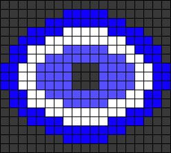 Evil Eye Cross Stitch Pattern, Evil Eye Alpha Pattern, Evil Eye Pixel Art, Evil Eye Cross Stitch, Aesthetic Eye, Crochet Bracelet Pattern, Crochet Shoes Pattern, Pixel Art Templates, Diy Perler Bead Crafts