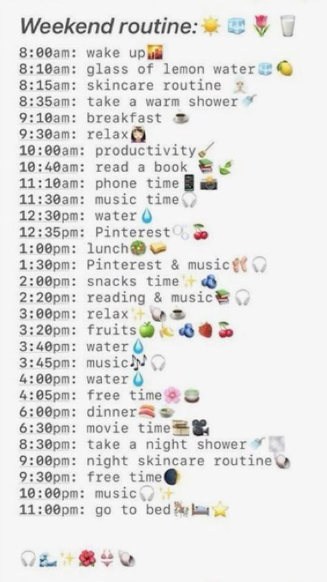 That Girl Morning Routine Weekend, That Girl Evening Routine, Day Routine Weekend, That Girl Weekend Routine, Routine For Weekend, Weekend Day Routine, Morning To Night Routine, Girly Routine, Weekend Routines