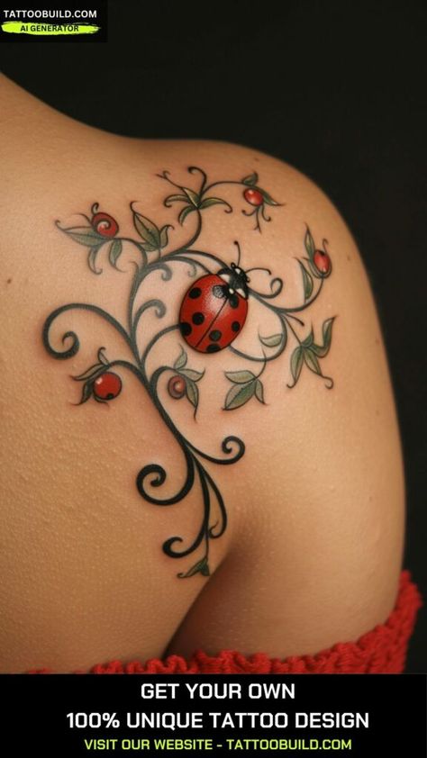 Ladybug And Flower Tattoo, Bug Tattoo Ideas, Ladybird Tattoo, Ladybug Tattoos, Eye Lash Tattoo, Neat Tattoos, Memory Tattoos, Ladybug Tattoo, Blue Butterfly Tattoo