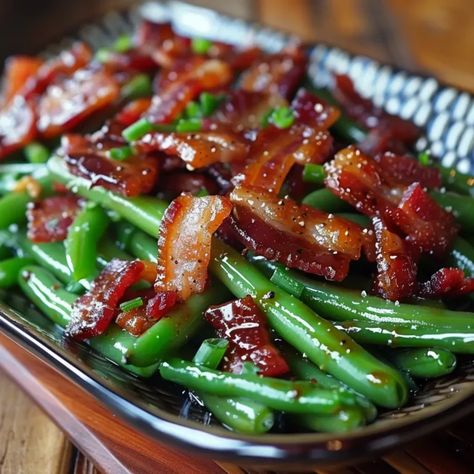 Crack Green Beans with Crispy Bacon and a Delicious Brown Sugar Glaze – PHUIIS BLOG Brown Sugar Bacon Green Beans, Brown Sugar Green Beans Bacon, Green Beans With Brown Sugar, Side Dishes Potato, Bacon Green Beans, Cracked Green Beans, Fried Chicken Batter, White Queso, Beans With Bacon