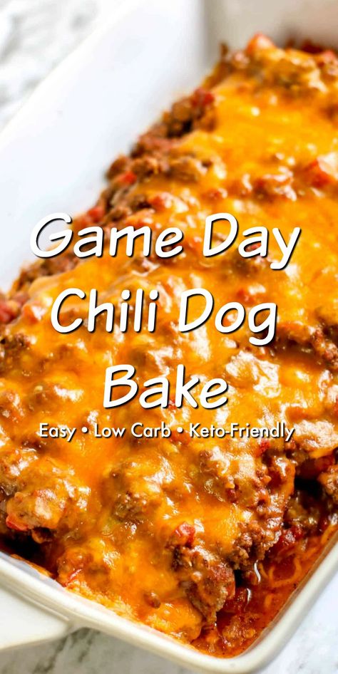 Chilli Dog Bake, Chili Dog Bake, Game Day Chili, Hot Dog Casserole, Chili Dog Casserole, Chili Cheese Dog Casserole, Hot Dogs Recipes, Chili Dog, Low Carb Chili