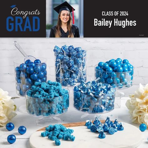 Shop Blue Graduation Photo Candy Buffet for sale online from Just Candy. Visit our site today for great deals on all your favorite products. Blue Candy Bar, Blue Candy Bars, Online Candy Store, Blue Graduation, Blue Candy, Graduation Photo, Bulk Candy, Shower Themes, Graduation Photos