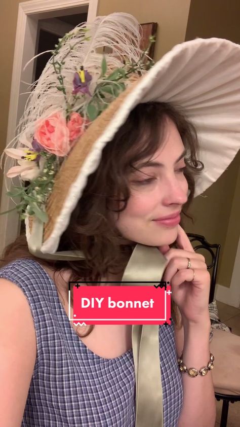 A cheap & cheerful DIY bonnet! #regency #janeausten #bridgerton #bonnet #diy #makeityourself #sewingtiktok Bridgerton Diy, Diy Bonnet, Jane Austen, Bucket Hat, Crochet Hats, Hats