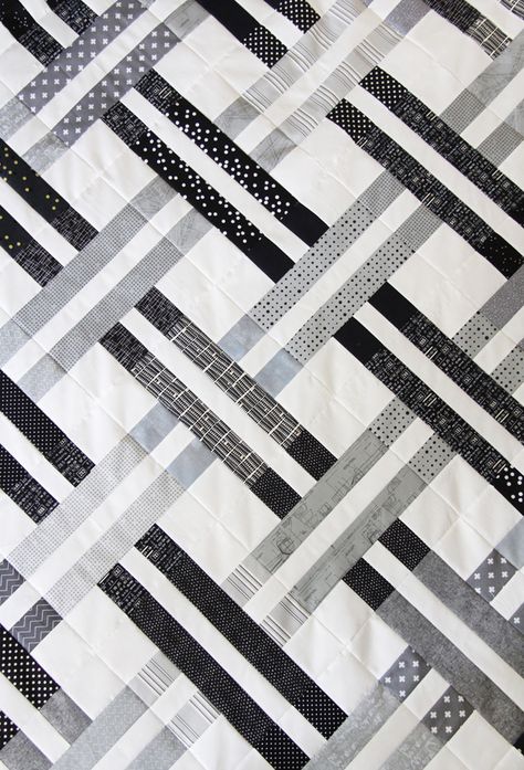 Jelly Weave Quilt Pattern, jelly roll and beginner friendly Diagonal Quilt, Cluck Cluck Sew, Chicken Quilt, Two Color Quilts, Black And White Quilts, Scrap Busters, Grey Quilt, Jellyroll Quilts, Strip Quilts