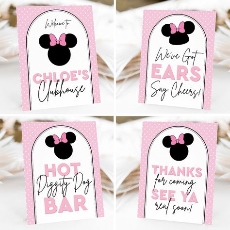 Minnie Mouse Party Signs in Light Pink Modern Minnie Mouse Party Signs Printable Set of Minnie Mouse Signs Minnie Party Signs - Etsy Minnie Mouse First Birthday, Cheer Signs, Hot Dog Bar, Minnie Birthday Party, Minnie Party, Pink Minnie, Minnie Mouse Birthday Party, Minnie Birthday, Mouse Party