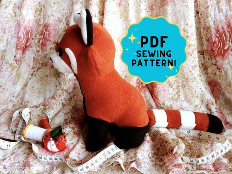 Red Panda Plush, Panda Plushie, Stuffed Animal Sewing, Panda Plush, Digital Patterns, Pattern Pieces, Plush Pattern, Red Panda, Printable Patterns