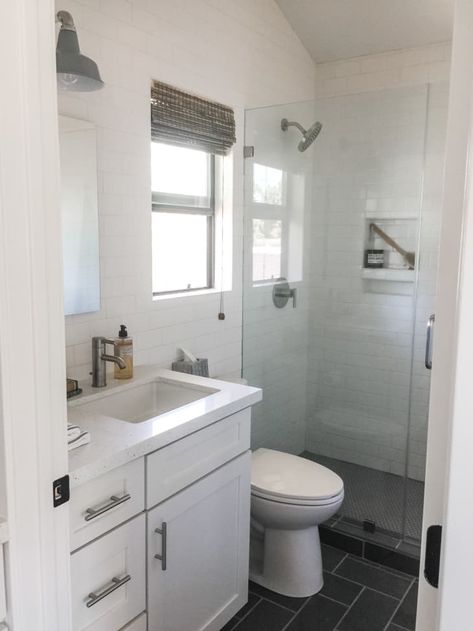 399 Square Foot Accessory Dwelling Unit Photos | Apartment Therapy Garage Apartment Bathroom, Bathroom With Lots Of Storage, Garage Apartment Interior, Stackable Washer And Dryer, Accessory Dwelling Unit, Garage Apartments, Garage Conversion, Garage Apartment, Granny Flat