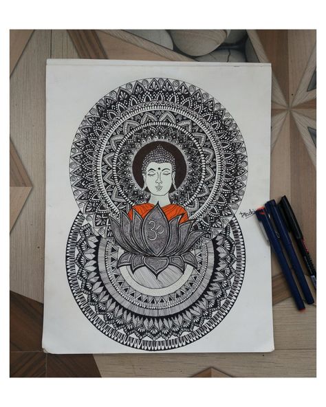 Buddha Half Face, Face Mandala Art, Best Mandala Art, Face Mandala, Beautiful Mandala Art, Buddha Mandala, Pichwai Painting, Buddha Art Drawing, Easy Mandala