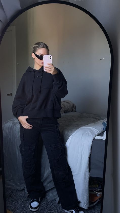 outfit details: https://liketk.it/4kysa

outfit inspo, ootd, outfit ideas, nyc outfits, dark aesthetic, aesthetic, emma core, new york, basic outfit, casual outfit, fall outfits, fall fashion, outfit ideas, 2023 outfits, nike, nike outfits, black sunglasses, black cargo pants, cargo pants outfits, streetstyle, all black outfits Black Cargo Pants Outfit Emo, Low Rise Black Cargo Pants Outfit, Ootd Cargo Noir, Black Cargo Pants Winter Outfit, Black Cargos Girl Outfits, Nylon Cargo Pants Outfit, Outfit Ideas With Black Cargo Pants, All Black Cargo Pants Outfit, Dark Cargo Pants Outfit