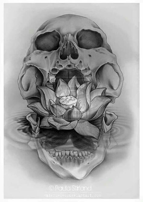 Kunst Tattoos, Skulls Drawing, Lotus Tattoo, Skull Drawing, Tattoo Life, A Skull, Flower Tattoo Designs, Skull Tattoos, Trendy Tattoos