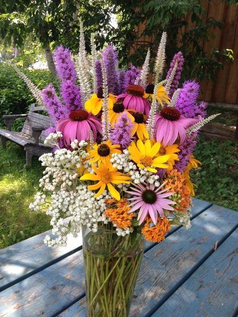 Summer Wedding Flowers, Purple Wedding Bouquets, Wedding Flowers Summer, Cut Flower Garden, Purple And Yellow, Black Eyed Susan, Black Eyed, Flower Stands, Flower Farm