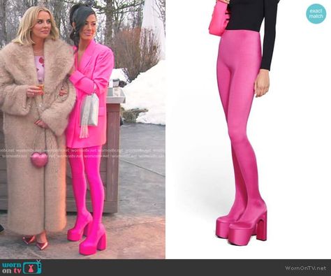 Meili’s pink pantaleggings on The Real Housewives of Salt Lake City.  Outfit Details: https://wornontv.net/463685/ Real Housewives Salt Lake City, Metallic Swimsuit, Housewives Of Salt Lake City, Salt Lake City History, Paris Family, Lacey Chabert, City Outfit, The Real Housewives Of Disney Episode 3, Unbreakable Kimmy Schmidt