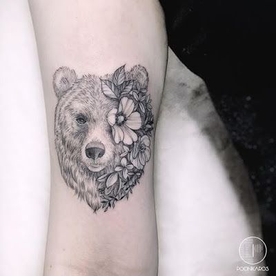 Grizzly Bear tattoo designs are becoming increasingly popular among both men and women. Grizzly bears can be used to symbolize strength, courage, resilience, and loyalty. Like other bear tattoos, Grizzlies too have an innate connection with nature that makes them the perfect subject for a meaningful piece of body art. These tattoos can range from … 260+ Fearsome Grizzly Bear Tattoos Designs (2023) Read More » Bear With Flowers Tattoo, Black Bear Tattoo, Grizzly Bear Tattoos, Bear With Flowers, Tattoo With Flowers, Protection Tattoo, Bear Tattoo Designs, Bear Tattoos, Bear Tattoo