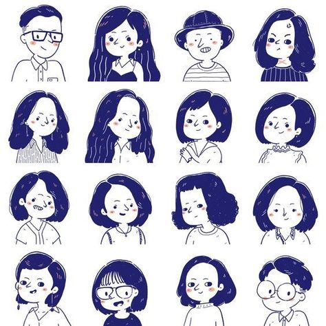 Expressions Reference, 심플한 그림, Simple Character, Art Mignon, Makeup Eyes, Art Et Illustration, People Illustration, Art And Illustration, Cartoon Character Design