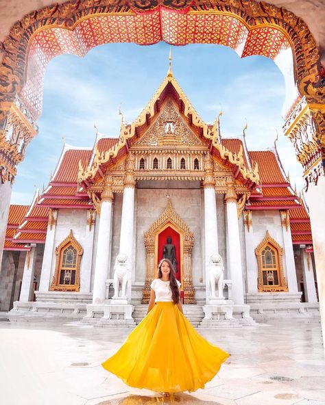 Wat Benchamabophit (Marble Temple), Thailand Thailand Temple Outfit, Thailand Ootd Travel Outfits, Bangkok Instagram, Thailand Outfit Ideas, Bangkok Outfit, Bangkok Guide, Siam Discovery, Marble Temple, Thailand Pictures