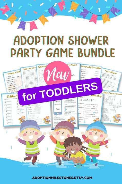 Adoption Shower Party Game Bundle with a Cute Child Riding a Rocking Horse Theme Adoption Party Food Ideas, Adoption Party Games, Family Adoption, Adoption Shower, Adoption Party, Horses Theme, Adoptive Family, Adoptive Parents, Party Game