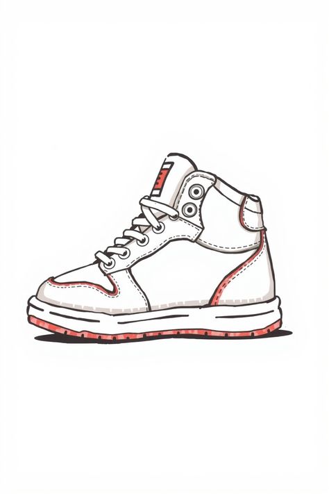 Check Out This Cute Sneaker Drawing & 12+ Other Shoe Drawing Ideas! #drawinginspiration #drawingideas Shoe Drawing Ideas, Sneaker Drawing, Haunted House Drawing, Watermelon Drawing, Colorful High Heels, Shoe Drawing, Sneakers Art, Sneakers Drawing, Camera Drawing