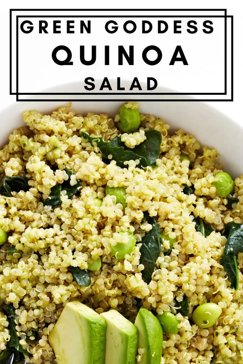 Quinoa And Greens Salad, Quinoa Kale Salad Recipes, Quinoa Edamame Bowl, Quinoa Bowl With Edamame, Green Goddess Quinoa Salad, Quinoa Salad Edamame, Quinoa Bowls Healthy, Best Quinoa Recipes, Quinoa Kale