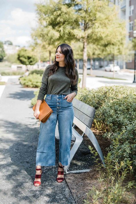 How I'm Styling Wide Leg Cropped Jeans For Fall | My Style Vita Wide-leg Cotton Cropped Jeans For Fall, Chic Fall Cropped Wide-leg Jeans, Fall Cotton Wide-leg Cropped Jeans, Fall Relaxed Fit Wide-leg Cropped Jeans, Casual Medium Wash Wide-leg Cropped Jeans, Wide Leg Jeans Outfit Fall, Holiday Party Outfit Casual, Cropped Outfits, Cropped Jeans Outfit