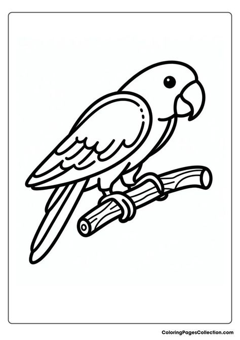 parrot coloring pages Parrot Simple Drawing, Parrot Worksheet, Parrot Coloring Page, Inkleur Prente, Parrot Illustration, Parrot Drawing, Coloring Pages Ideas, Pages Ideas, Colorful Parrots