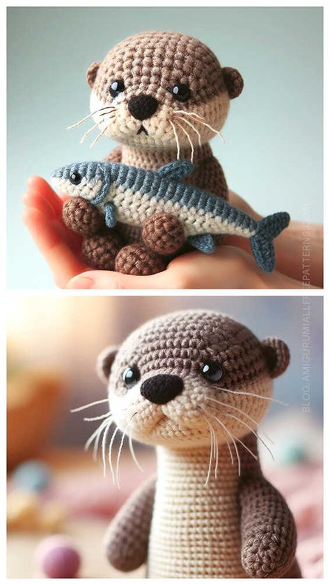 Amigurumi Otter Crochet Free Pattern Cute Animal Crochet Patterns, Crochet Otter, Otter Crochet Pattern Free, Animal Crochet Patterns, Crochet Ferret Pattern Free, Otter Crochet, Crochet Otter Pattern Free Amigurumi, Crochet Otter Pattern, Crochet Squirrel Pattern Free