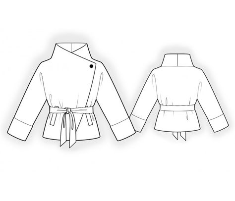 Coat Sewing Pattern, Coat Sewing, Jacket Sewing, Coat Pattern Sewing, Clothing Sketches, Jacket Pattern Sewing, Garment Industry, Hand Embroidery Projects, Wrap Pattern