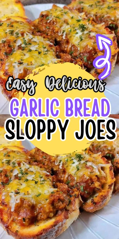 Garlic Bread Sloppy Joes Cheesy Garlic Bread Sloppy Joe’s, Open Faced Cheesy Sloppy Joes On Garlic Bread, Cheesy Sloppy Joe Garlic Bread, Sloppy Joes On French Bread, Cheesy Garlic Bread Sloppy Joes, Sloppy Joe Garlic Toast, Garlic Bread Sloppy Joe Recipe, Open Face Garlic Toast Sloppy Joes, Sloppy Joe Garlic Bread Recipe