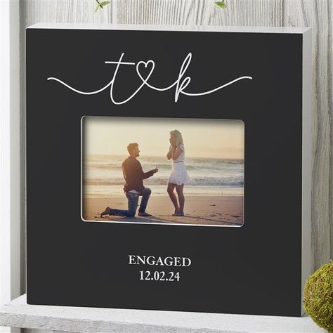 Unique Engagement Gifts For Couple, Engagement Picture Frame, Engagement Frames, Unique Engagement Gifts, Couple Celebrating, Drawn Together, Personalized Engagement Gifts, Personalized Picture Frames, Engagement Gifts For Couples