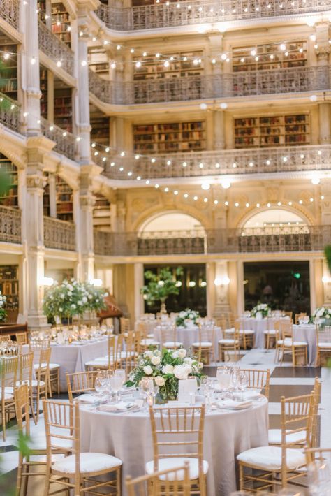 Peabody Library Wedding | Baltimore Wedding | SRS Events Library Wedding Reception, George Peabody Library, Coastal Wedding Venues, Wedding Venue Ideas, Peabody Library, Maryland Wedding Venues, Romantic Wedding Venue, Wedding Send Off, Library Wedding