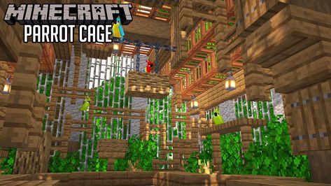 Aviary Minecraft, Parrot Cage Minecraft, Animal Sanctuary Minecraft, Minecraft Parrot Enclosure, Camel Enclosure Minecraft, Minecraft Enclosure Ideas, Minecraft Pet Room, Minecraft Zoo Entrance, Minecraft Parrot House