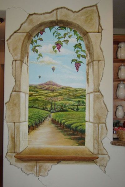 Window Mural, Garden Mural, Tuscan Design, Italian Landscape, Wall Murals Painted, Faux Painting, Tuscan Decorating, Tuscan Style, Mural Wall Art