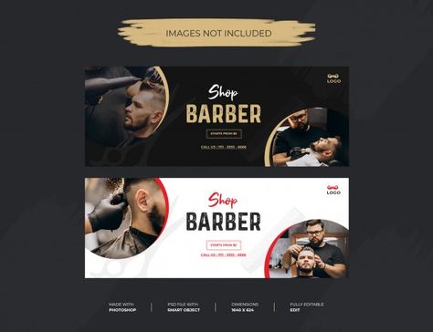 Barber Shop Banner Design, Business Banner Design, Banner Design Templates, Shop Banner Design, Call Logo, Social Media Banner Design, Templates Facebook, Barber Man, Template Facebook