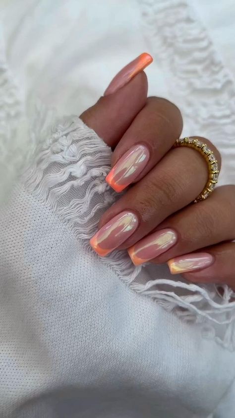 Shiny Nails Designs, Pink Chrome Nails, Unghie Sfumate, Nagellack Trends, Chrome Nails Designs, Fancy Nails Designs, Simple Gel Nails, Summery Nails, French Tip Acrylic Nails