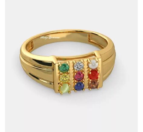 Navratna Ring For Men, Navaratna Rings For Men, Navratan Ring, Navaratna Ring, Navratna Ring, Ring Man, Wedding Rings Round, Natural Gemstone Ring, Gold Gemstone Ring