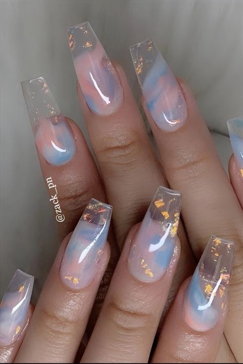 35 Gorgeous Clear Crystal Nails That Are Lovely As Cinderella’s Glass Slippers - 250 Clear Nail Designs, Nail Design Glitter, Neon Nail Designs, Clear Acrylic Nails, November Nails, Clear Nail, Coffin Nails Long, Summer Acrylic Nails, Neon Nails