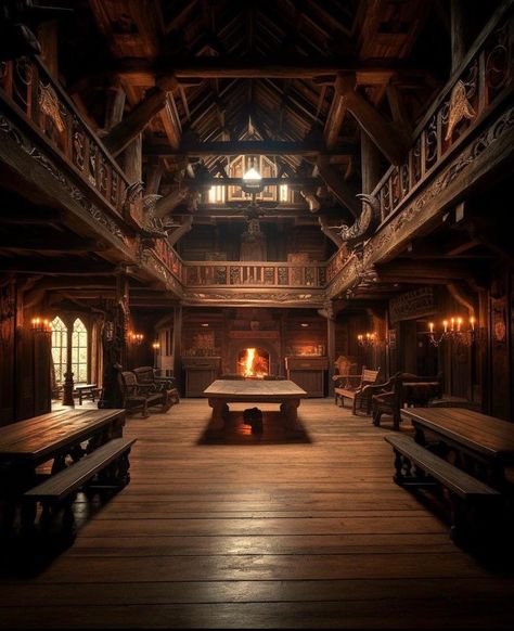 Tavern Wallpaper, Medieval Tavern Aesthetic, Medieval Town Aesthetic, Tavern Fantasy Art, Medieval House Interior, Medieval Inn, Fantasy Inn, Viking Hall, Fantasy Village