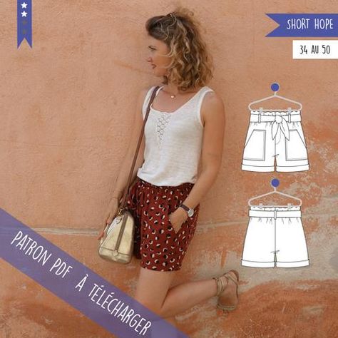 Patron Short, Sewing Patterns Free Women, Couture Sewing, Diy Couture, Sewing Patterns Free, Sewing Clothes, Boho Shorts, Free Pattern, Sewing Patterns