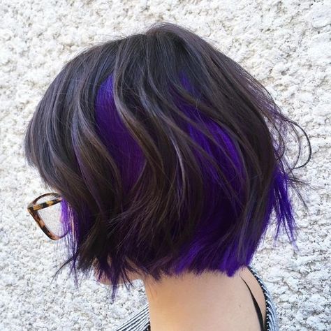 Purple And Black Hair, Dark Purple Hair Color, Short Purple Hair, Purple Balayage, Dark Purple Hair, Jessie James, Balayage Color, Lavender Hair, Brunette Balayage Hair