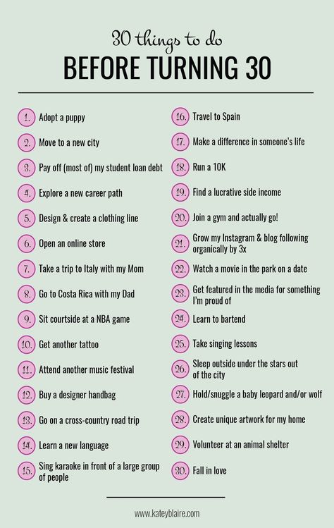 30 Before 30 - 30 Things To Do Before Turning 30 Bucket List #30Before30 30 Things To Do Before 30, 30 Bucket List, Bucket List Ideas For Women, Rutinitas Harian, 30 Before 30, Life Goals List, Bucket List Life, Simple Activities, Goal List