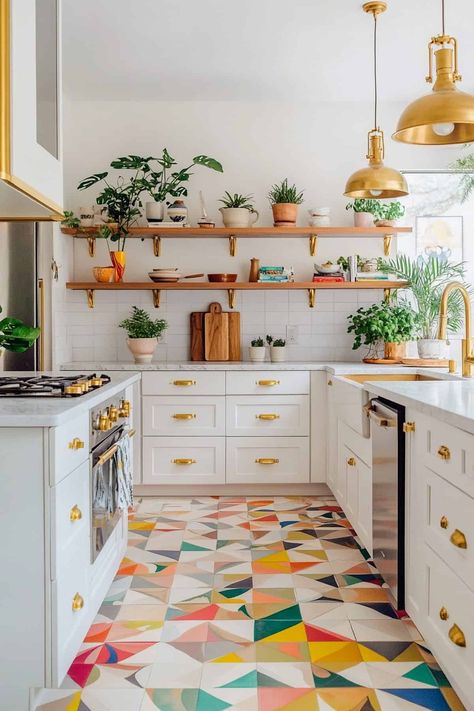 Red tile kitchen floor