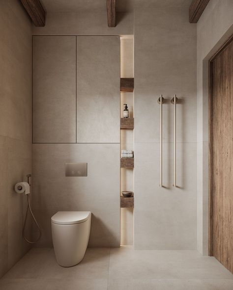 Yana Prydalna | Organic Wabi-Sabi Bathroom. Rate this design properly! 🙏🏽 Step into a serene retreat where simplicity and natural beauty merge… | Instagram Bathroom Design Minimal, Wabi Sabi Apartment Interior Design, Wabi Sabi Toilet Design, Wc Bathroom Design, Wabi Sabi Interior Bathroom, Mini Bathroom Design, Organic Design Interior, Wabisabi Bathroom, Wabi Sabi Toilet