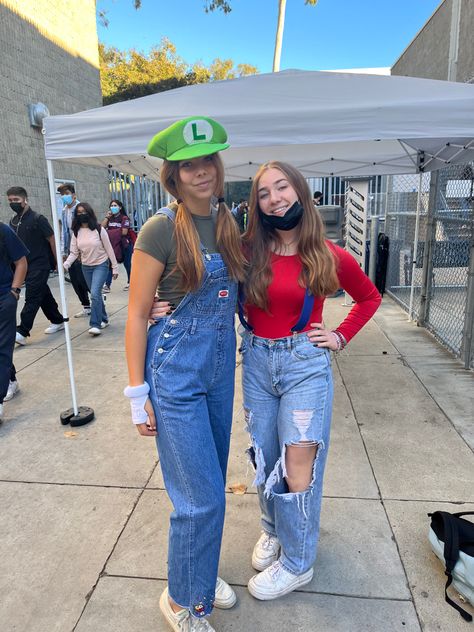 Mario And Luigi Costumes Women, Womens Mario Costume, Female Luigi Costume, Womens Super Mario Costume, Hot Luigi Costume, Mario And Luigi Costumes, Womens Luigi Costume, Luigi Halloween Costume, Mario Halloween Costumes