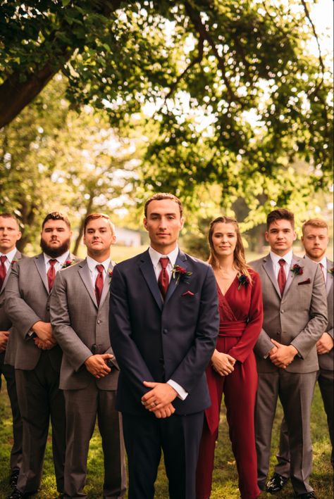 Groom Wearing Different Color Than Groomsmen, Mixed Wedding Party Gender, Mixed Groomsmen Attire, Mixed Gender Grooms Party, Man Of Honor Attire Bridal Parties, Mismatched Suits Wedding, Men As Bridesmaids, Bridal Party Mixed Gender, Bridesman Male Bridesmaid Outfit